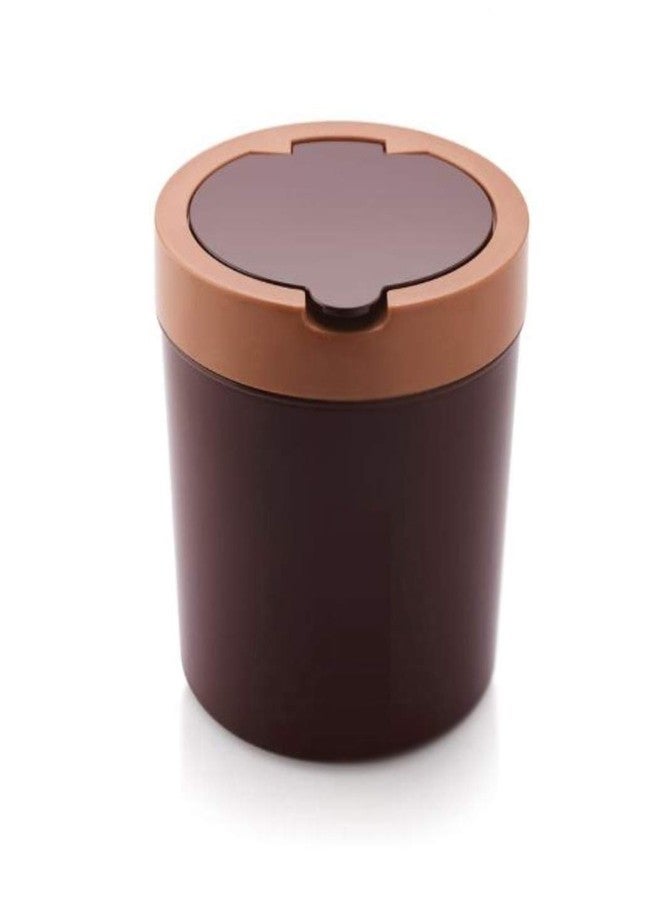 FASHRAMP Wastebasket Trash Can - Desktop Mini Plastic Waste Garbage Can with Swing Lid, Stylish Countertop Trash Bin Table Waste Paper Basket Round Small Trash Can (Mark Bin Flat Lid) - Image 1